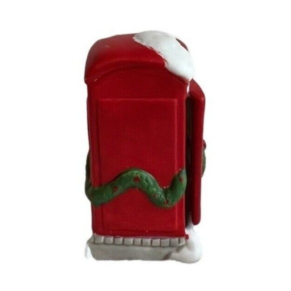 Christmas Village Accessory Ceramic Red Phone Booth Telephone - Picture 4 of 4